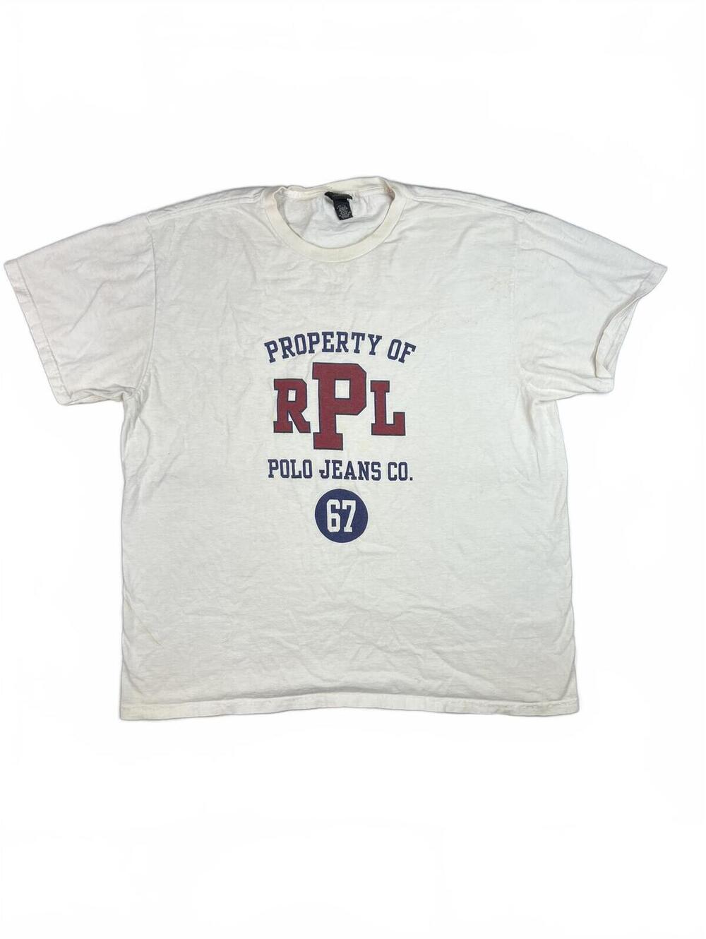 Vintage Polo Jeans Company RPL Graphic T-Shirt XL White